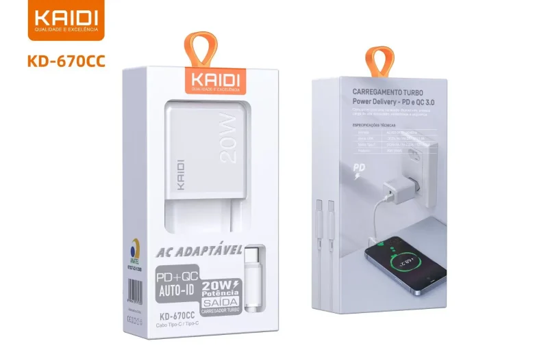 CARREGADOR C/CABO LIGHTNING KAIDI